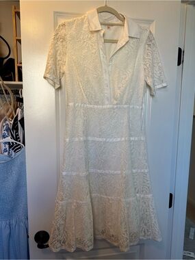 Nanette Lepore Women's Lace Collared Midi Dress